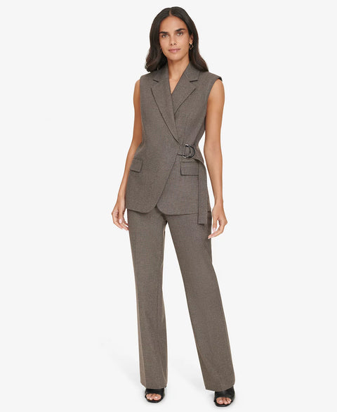 Calvin Klein Women's Brown Multi Houndstooth Belted Vest | Calvin Klein In Lebanon