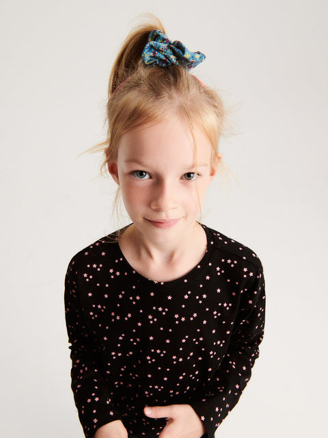 Reserved Girl's Black Long-sleeved Cotton Blouse With Stars | Reserved In Lebanon