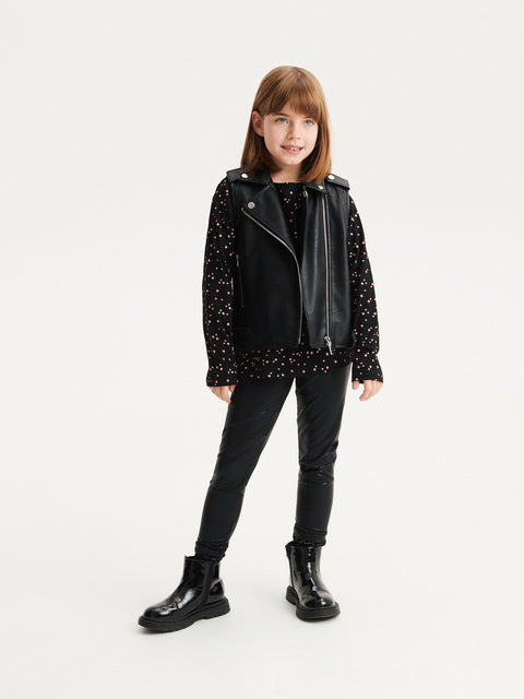 Reserved Girl's Black Long-sleeved Cotton Blouse With Stars | Reserved In Lebanon