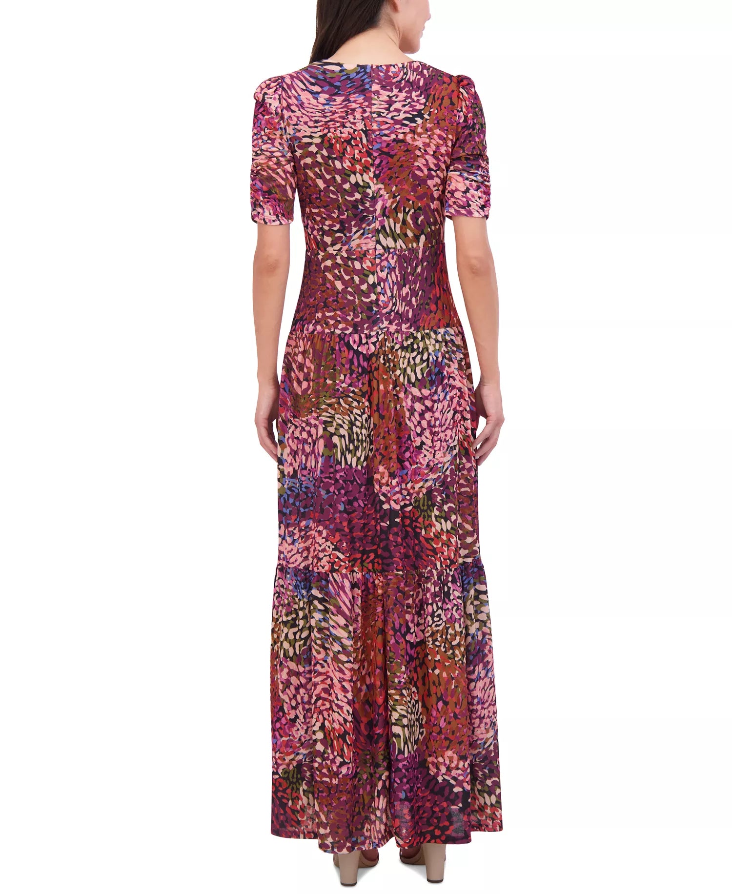 Vince Camuto Women's Multicolor Floral V-Neck Front-Shirred Maxi Dress | Vince Camuto In Lebanon