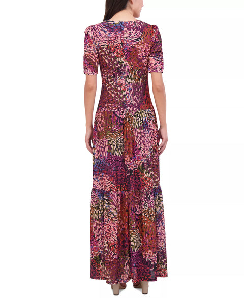 Vince Camuto Women's Multicolor Floral V-Neck Front-Shirred Maxi Dress | Vince Camuto In Lebanon