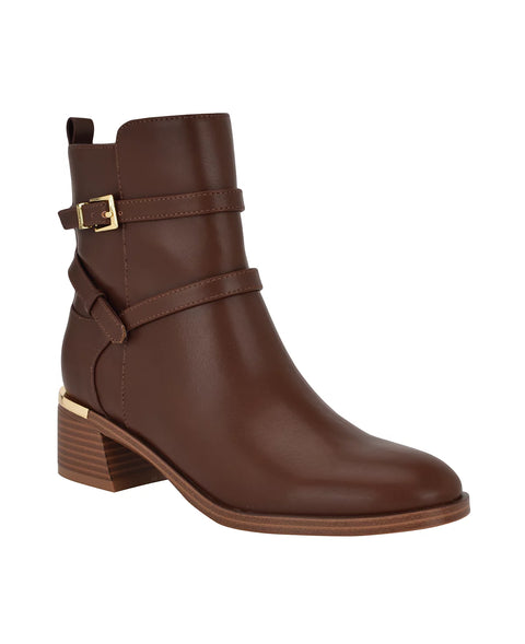 Calvin Klein Women's Brown Jasen Buckle Strap Block Heel Booties | Calvin Klein In Lebanon
