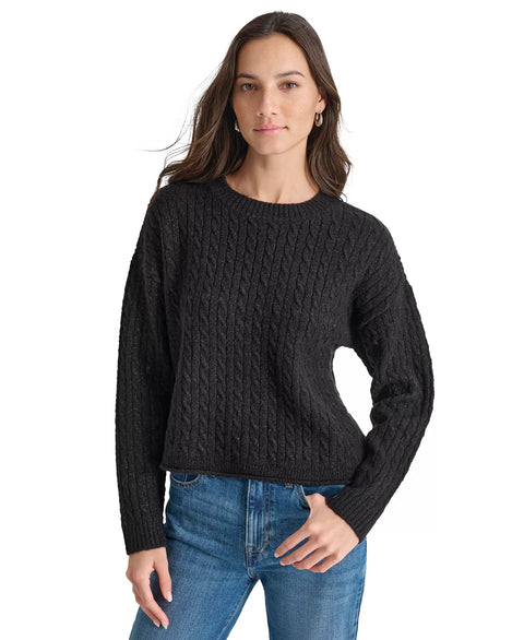 Dkny Women's Black  Metallic Cable Knit Crewneck Sweater  | Dkny  in Lebanon