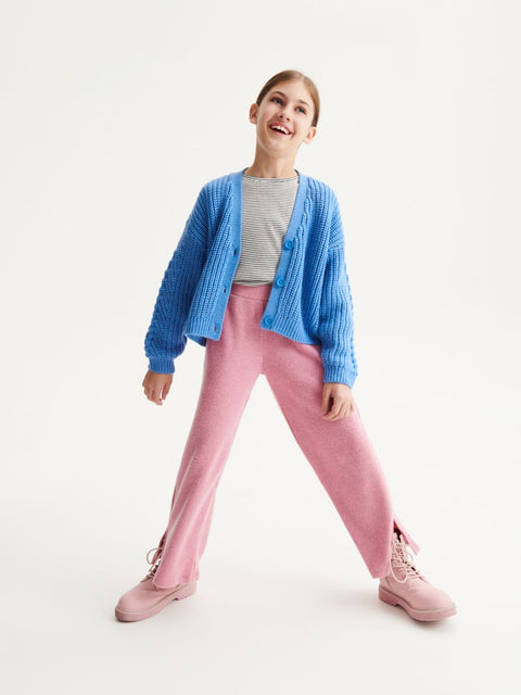 Reserved Girl's Blue Knitted Ribbed Cardigan |Reserved In Lebanon