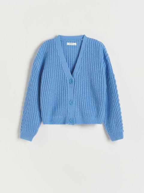 Reserved Girl's Blue Knitted Ribbed Cardigan |Reserved In Lebanon