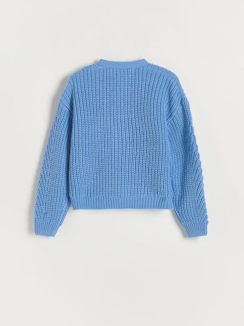 Reserved Girl's Blue Knitted Ribbed Cardigan |Reserved In Lebanon