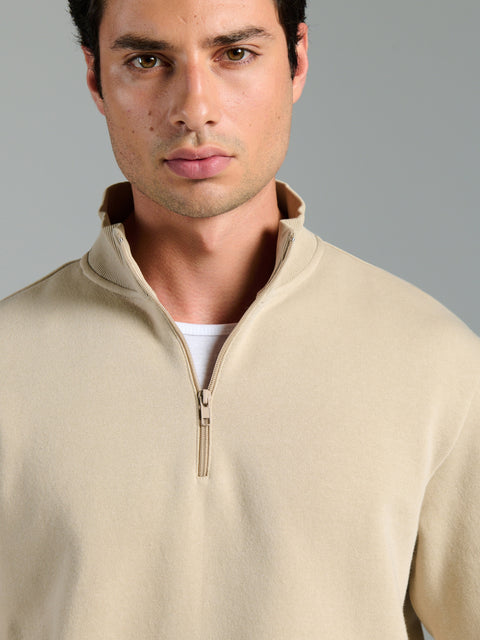 Sinsay Men's Beige Turtle Neck 1/4 Zip Sweatshirt|Sinsay In Lebanon