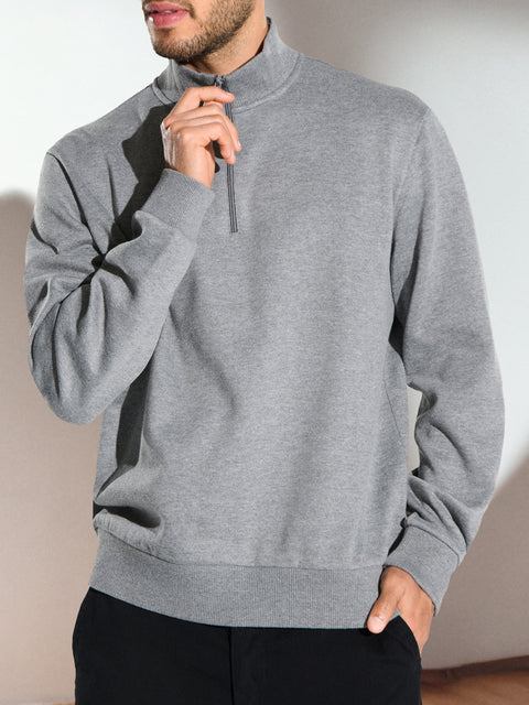 Sinsay Men's Gray 1/4 Turtle Neck Long Sleeve Sweatshirt|Sinsay In Lebanon