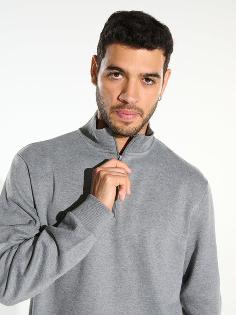 Sinsay Men's Gray 1/4 Turtle Neck Long Sleeve Sweatshirt|Sinsay In Lebanon