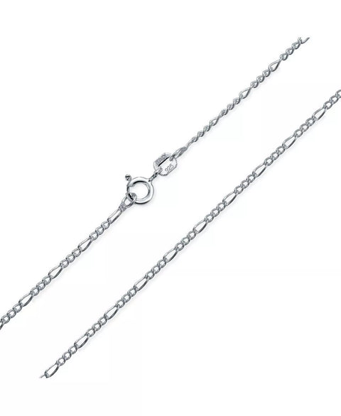 Bling Women's Silver Thin Lightweight 1.2MM Strong Solid Sterling Silver Figaro Link Chain 20 Inch Necklace| Bling In Lebanon