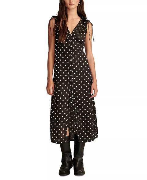 Lucky Brand Women's Black Satin Button-Front Midi Dress | Lucky Brand In Lebanon