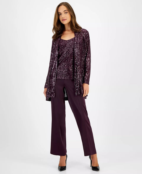 Anne Klein Women's Purple Sequin Embellished Open-Front Jacket|Anne Klein In Lebanon