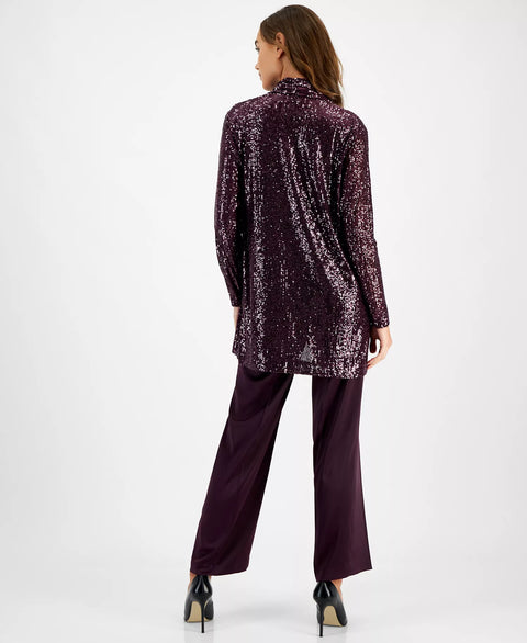 Anne Klein Women's Purple Sequin Embellished Open-Front Jacket|Anne Klein In Lebanon
