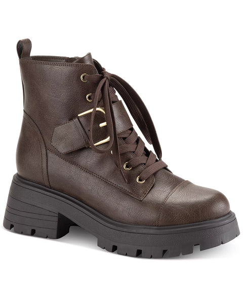 Sun + Stone Women's Brown Rickyy Combat Booties | Sun + Stone In Lebanon