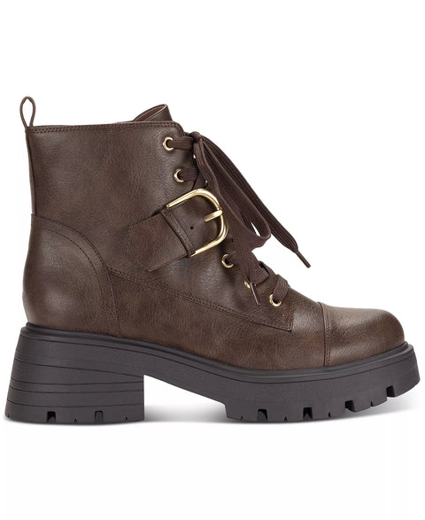 Sun + Stone Women's Brown Rickyy Combat Booties | Sun + Stone In Lebanon