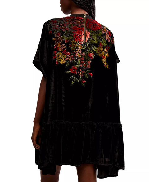 Free People Women's Black Multi Sweet Echoes Velvet Mini Dress|Free People In Lebanon