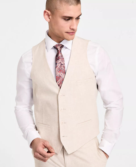 Bar III Men's Tan Slim-Fit Linen Suit Vest |Bar III In Lebanon