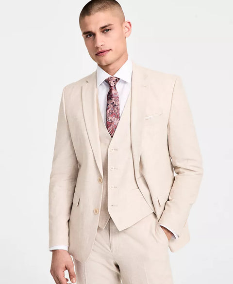 Bar III Men's Beige Slim-Fit Linen Stretch Blazer | Bar III In Lebanon