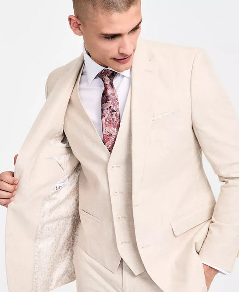 Bar III Men's Beige Slim-Fit Linen Stretch Blazer | Bar III In Lebanon