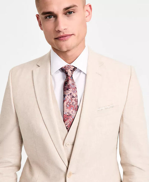Bar III Men's Beige Slim-Fit Linen Stretch Blazer | Bar III In Lebanon