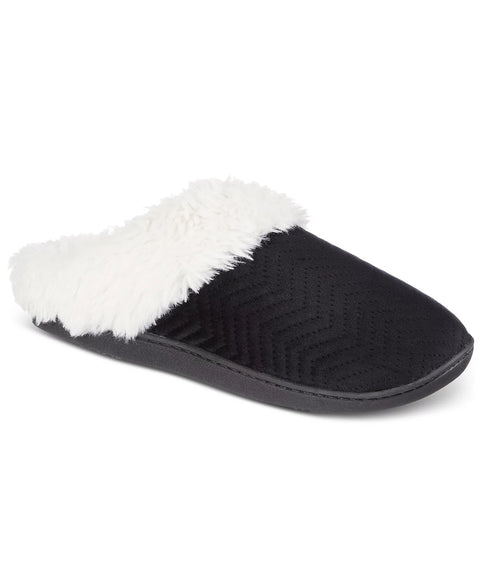 Isotoner Signature Women's Black Louise Quilted Velour Clog Slippers | Isotoner Signature In Lebanon