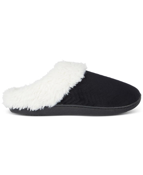 Isotoner Signature Women's Black Louise Quilted Velour Clog Slippers | Isotoner Signature In Lebanon