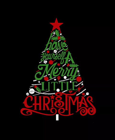 Port & Company Men's Black Merry Little Christmas Word Art Long Sleeve T-Shirt | Port & Company In Lebanon