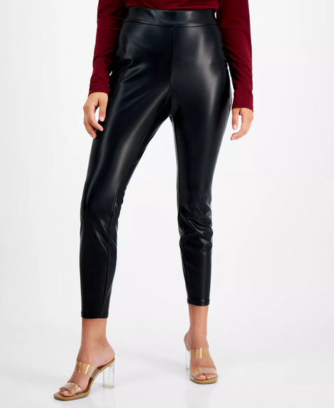 Bar III Women's Black Soft Faux-Leather Leggings  | Bar III  in Lebanon
