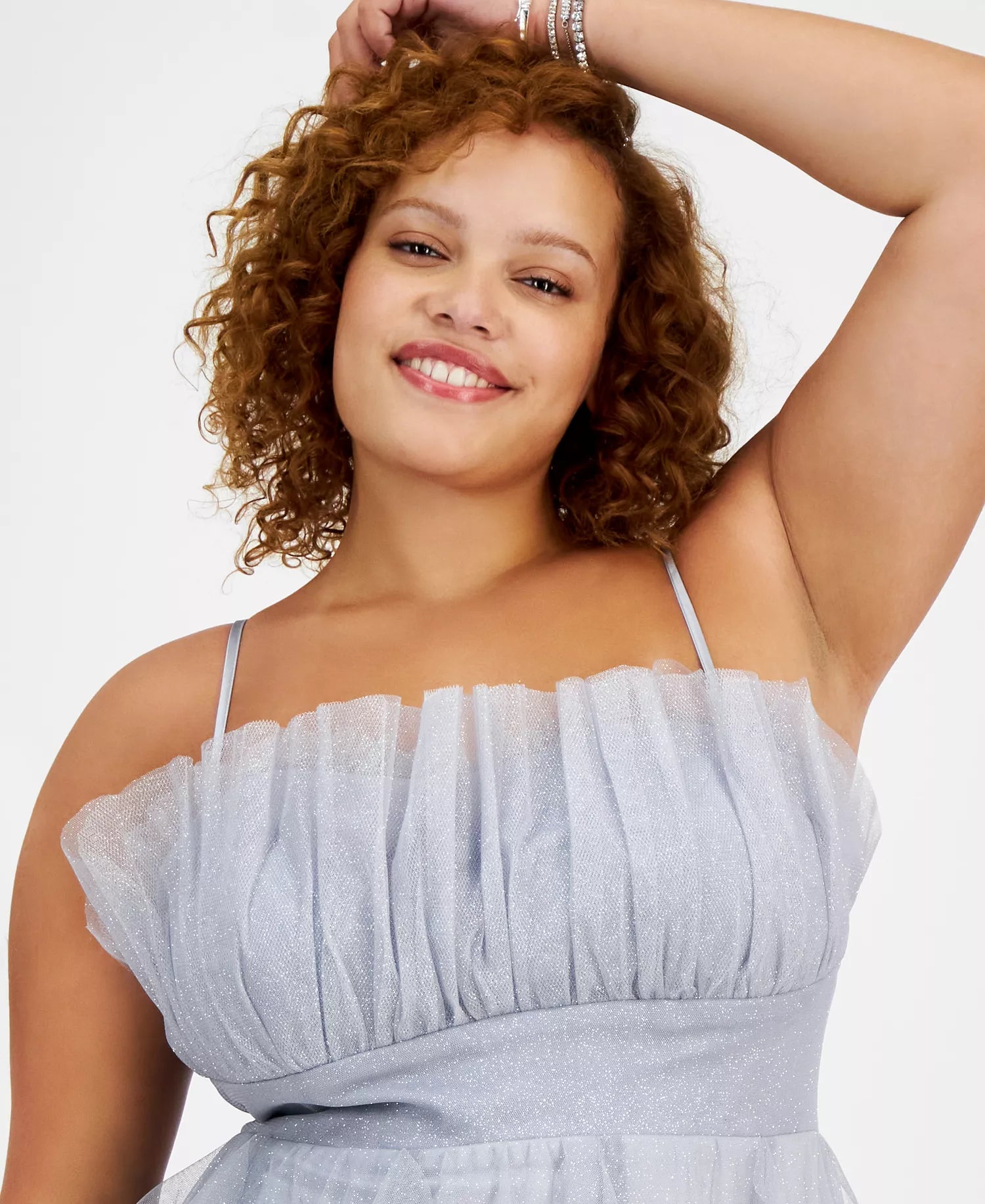 Pear Culture Women's Grey Trendy Plus Size Glittered Ruffled Mini Dress | Pear Culture In Lebanon
