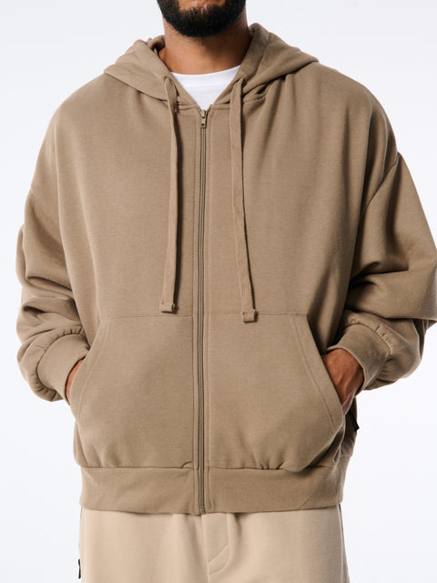 Sinsay Men's Khaki Comfort Zip Up Hooded Jacket|Sinsay In Lebanon