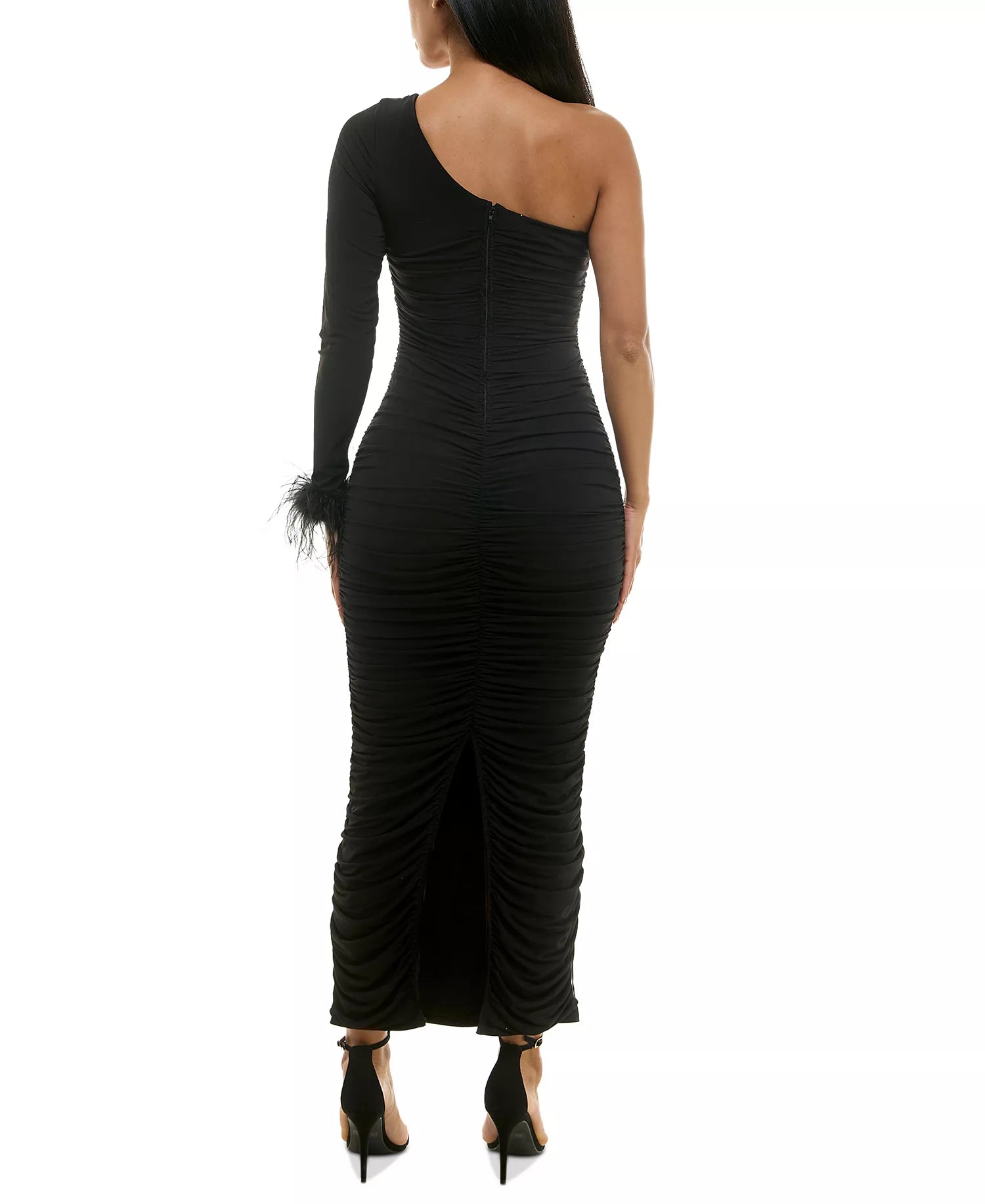 City Studios Women's Black Plus Size Ruched One-Shoulder Gown Dress | City Studios In Lebanon
