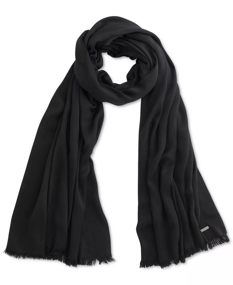 Calvin Klein Women's Black Oversized Solid Fringe Trim Pashmina Scarves | Calvin Klein In Lebanon