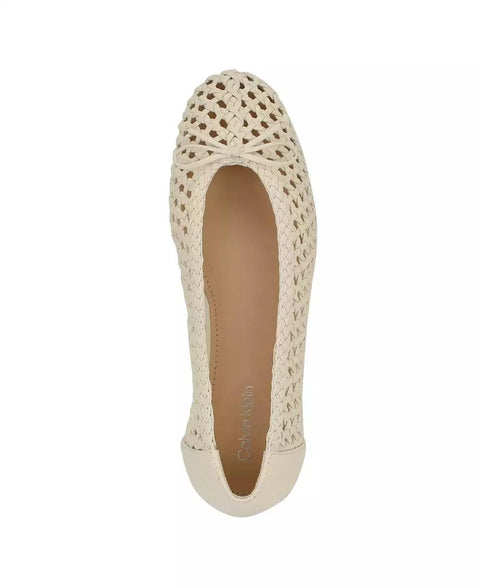 Calvin Klein Women's Off White Zatoria Woven Ballet Flats | Calvin Klein In Lebanon