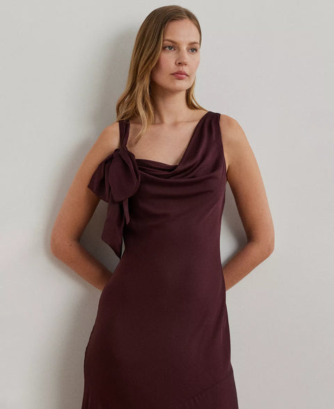 Lauren Ralph Lauren Women's Plum Charmeuse Cowlneck Gown Dress | Lauren Ralph Lauren In Lebanon