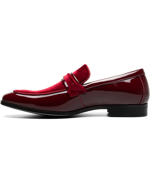 Adams Men's Burgundy Leather & Velvet Spratley Moc Toe Saddle Slip On Loafer | Stacy Adams In Lebanon