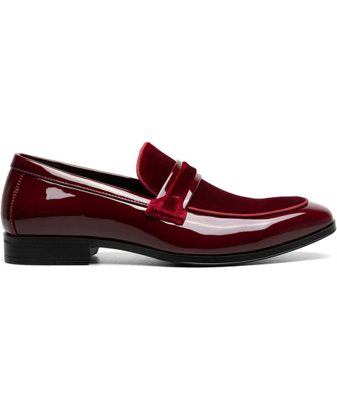 Adams Men's Burgundy Leather & Velvet Spratley Moc Toe Saddle Slip On Loafer | Stacy Adams In Lebanon