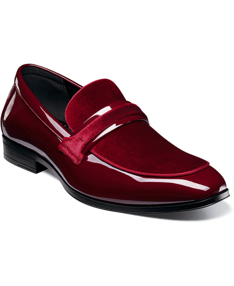 Adams Men's Burgundy Leather & Velvet Spratley Moc Toe Saddle Slip On Loafer | Stacy Adams In Lebanon