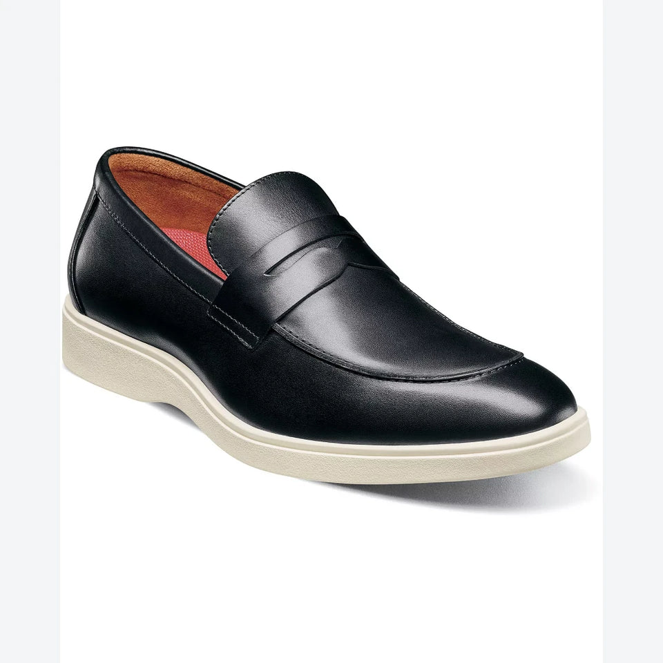 Stacy Adams Men's Black Spencer Moc Toe Penny Slip On Loafers