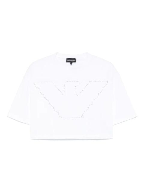 Emporio Armani Women's White Logo-Embellished T-Shirt | Emporio Armani In Lebanon
