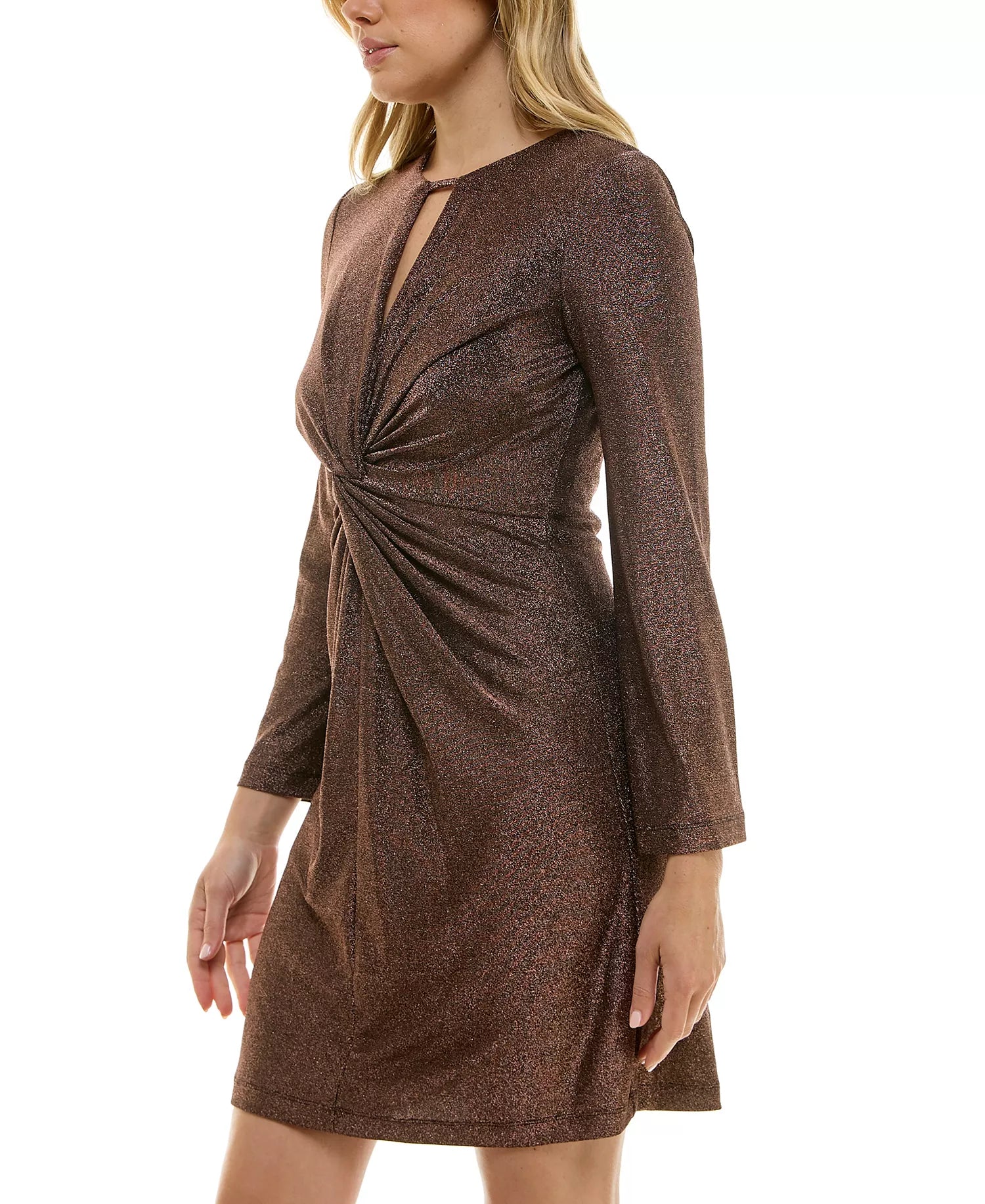 Taylor Women's Copper Metallic Cutout Twist-Front Dress | Taylor In Lebanon