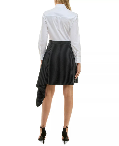 Taylor Women Black Pinstripe Asymmetrical Wrap Skirt | Taylor in Lebanon