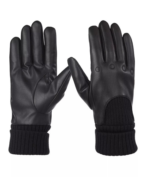 Isotoner Signature Men's Black Artificial Leather Driver Touchscreen Gloves | Isotoner Signature In Lebanon