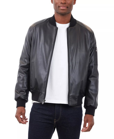 Michael Kors Men's Black Faux Leather Moto Jacket |Michael Kors In Lebanon