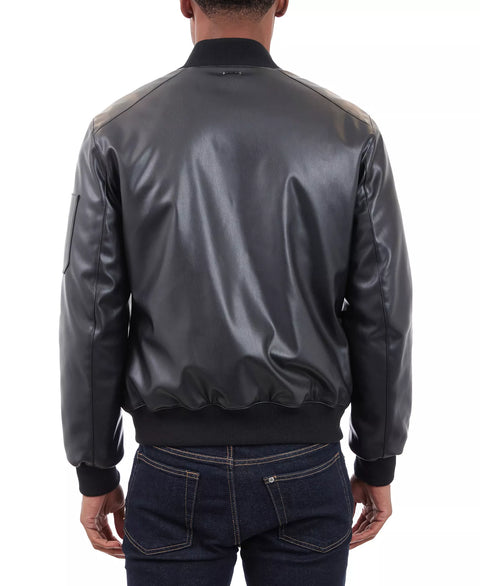 Michael Kors Men's Black Faux Leather Moto Jacket |Michael Kors In Lebanon