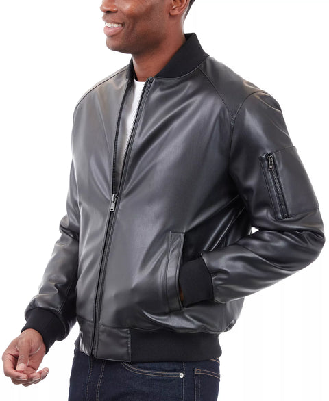 Michael Kors Men's Black Faux Leather Moto Jacket |Michael Kors In Lebanon