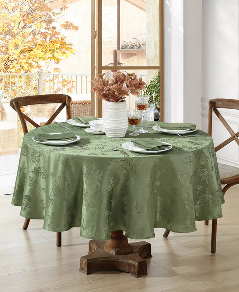 Elrene Green Elegant Woven Leaves Jacquard Damask  , 60" x 120" Table Cover  | Elrene  in Lebanon