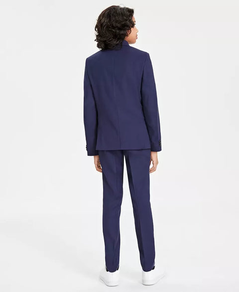 Kenneth Cole Reaction Boy's Navy Mini Check Slim Fit Stretch 2-Piece Suit |Kenneth Cole Reaction In Lebanon