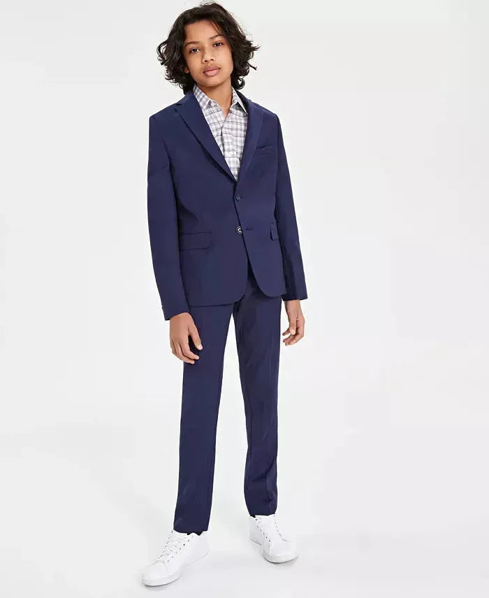 Kenneth Cole Reaction Boy's Navy Mini Check Slim Fit Stretch 2-Piece Suit |Kenneth Cole Reaction In Lebanon