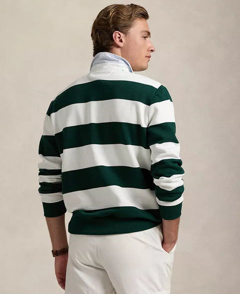 Polo Ralph Lauren Men's White & Green Striped Fleece Rugby Sweatshirt | Polo Ralph Lauren In Lebanon