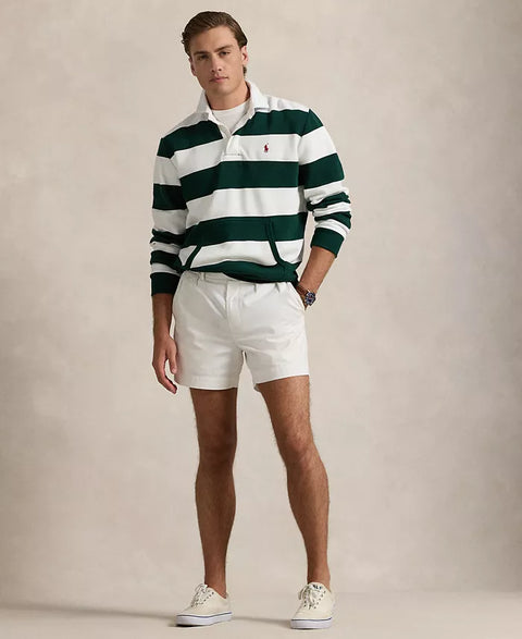 Polo Ralph Lauren Men's White & Green Striped Fleece Rugby Sweatshirt | Polo Ralph Lauren In Lebanon
